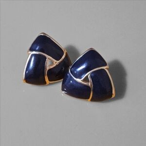 Vintage Monet Navy Blue and Gold Earrings